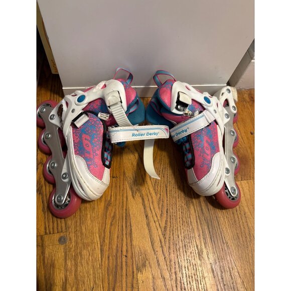 Roller Derby Girls Roller Blades Size 11-1 Adjustable Inline Skates Pink & White - Picture 4 of 6